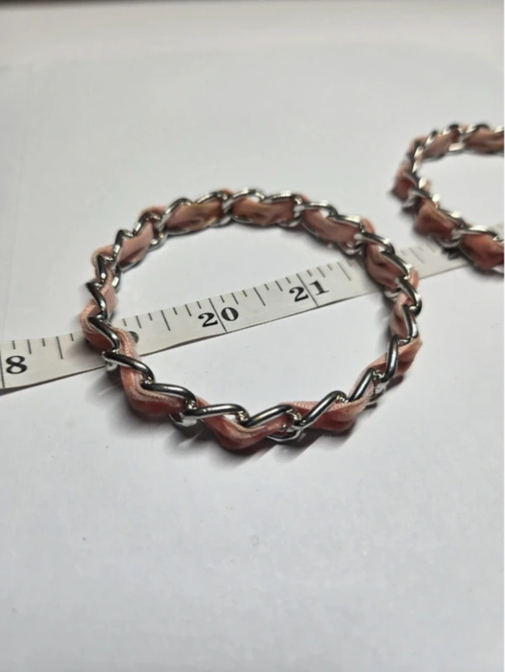 Set of 2 Silver Tone & Pink Ribbon Woven Bangle Bracelets
